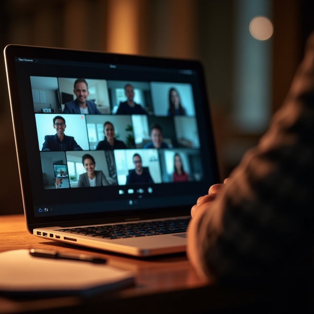 Bildschirm mit einer laufenden Online-Webinar-Sitzung
